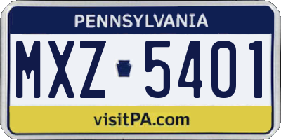 PA license plate MXZ5401