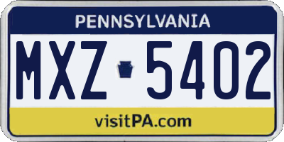 PA license plate MXZ5402