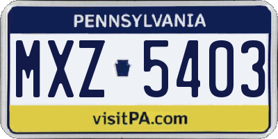 PA license plate MXZ5403