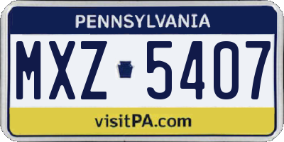 PA license plate MXZ5407