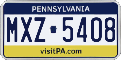 PA license plate MXZ5408