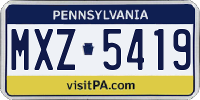 PA license plate MXZ5419