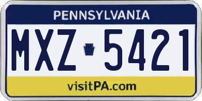 PA license plate MXZ5421