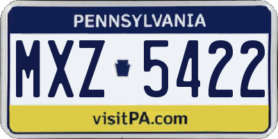 PA license plate MXZ5422