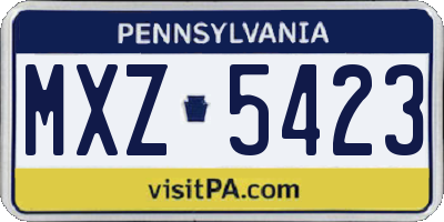 PA license plate MXZ5423