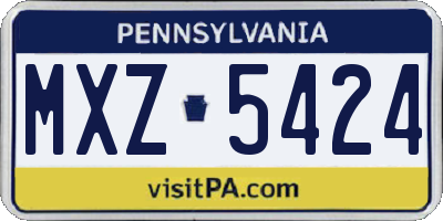 PA license plate MXZ5424