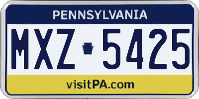 PA license plate MXZ5425