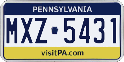 PA license plate MXZ5431