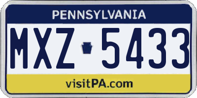 PA license plate MXZ5433