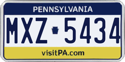 PA license plate MXZ5434