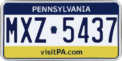 PA license plate MXZ5437
