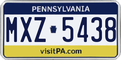 PA license plate MXZ5438