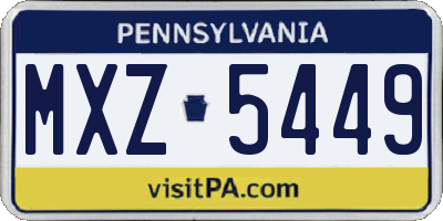 PA license plate MXZ5449