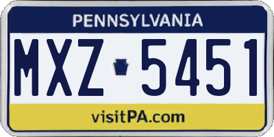 PA license plate MXZ5451