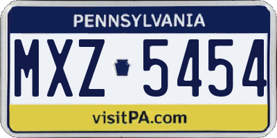 PA license plate MXZ5454