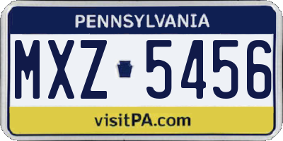 PA license plate MXZ5456