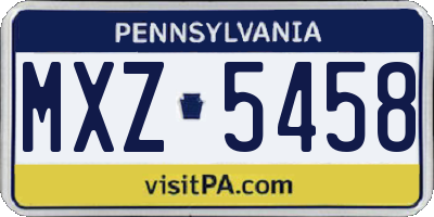 PA license plate MXZ5458