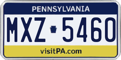 PA license plate MXZ5460