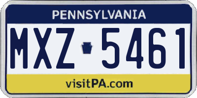 PA license plate MXZ5461