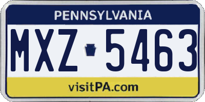 PA license plate MXZ5463