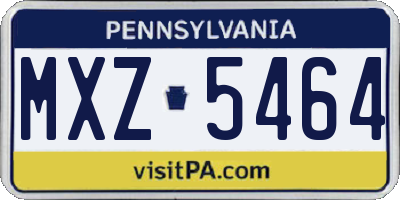 PA license plate MXZ5464