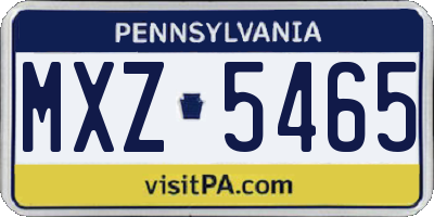 PA license plate MXZ5465