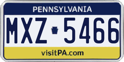 PA license plate MXZ5466