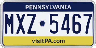 PA license plate MXZ5467