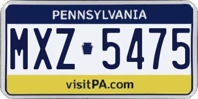 PA license plate MXZ5475