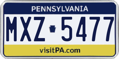 PA license plate MXZ5477