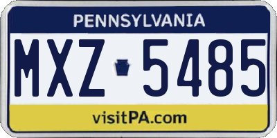 PA license plate MXZ5485