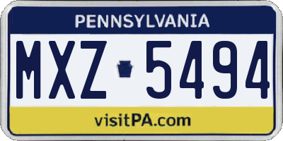 PA license plate MXZ5494