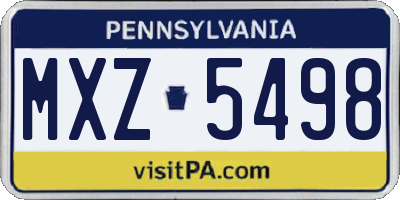 PA license plate MXZ5498