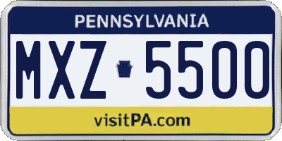 PA license plate MXZ5500