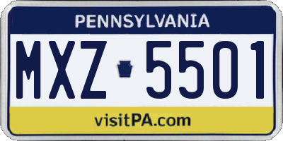 PA license plate MXZ5501