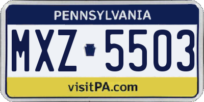 PA license plate MXZ5503