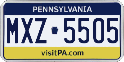 PA license plate MXZ5505