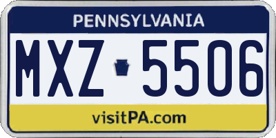 PA license plate MXZ5506