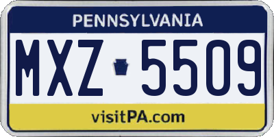 PA license plate MXZ5509