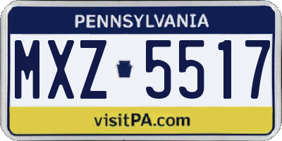 PA license plate MXZ5517