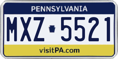 PA license plate MXZ5521