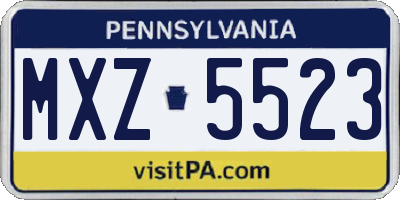 PA license plate MXZ5523