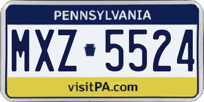 PA license plate MXZ5524