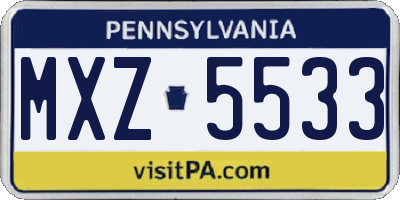 PA license plate MXZ5533