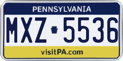 PA license plate MXZ5536