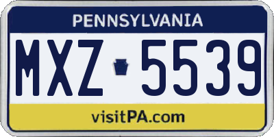 PA license plate MXZ5539