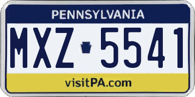 PA license plate MXZ5541