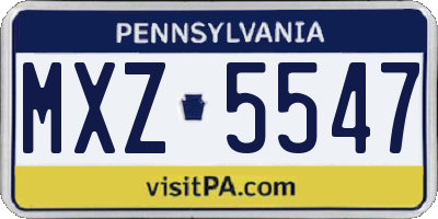 PA license plate MXZ5547
