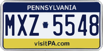 PA license plate MXZ5548