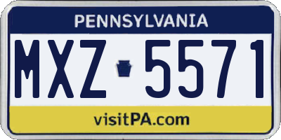 PA license plate MXZ5571